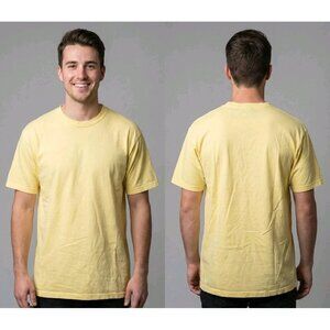 Vintage Pluma Heavyweight Cotton T-Shirt Men's Size L Yellow